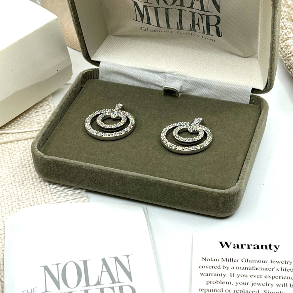 Nolan Miller Glamour Collection Pave Triple Circle Earrings w/ Box and Cert - Picture 1 of 17